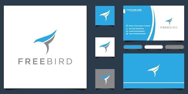 Значок логотипа птицы f и визитная карточка