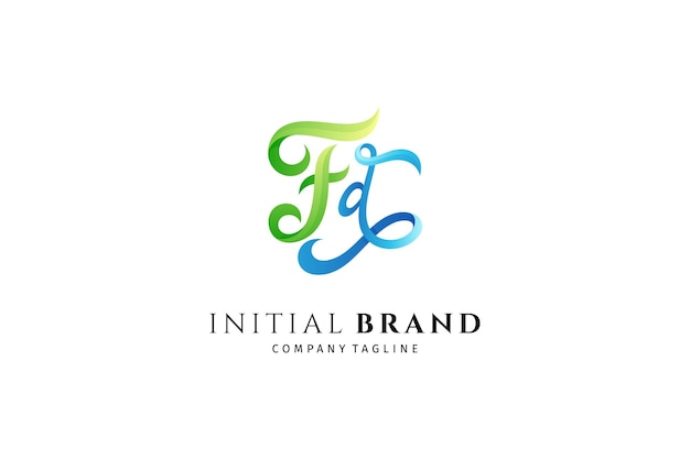 F and C initial signature logo FC Handwritten monogram vector