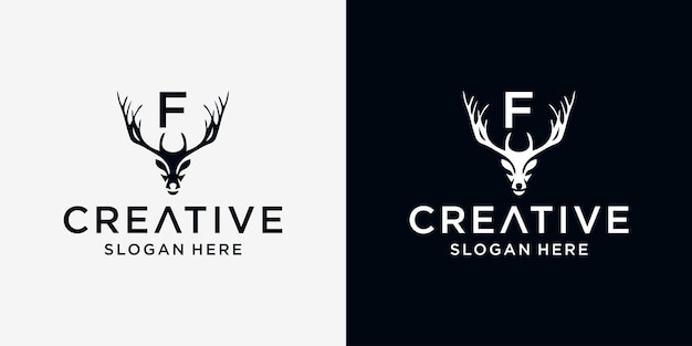 F deer head logo design