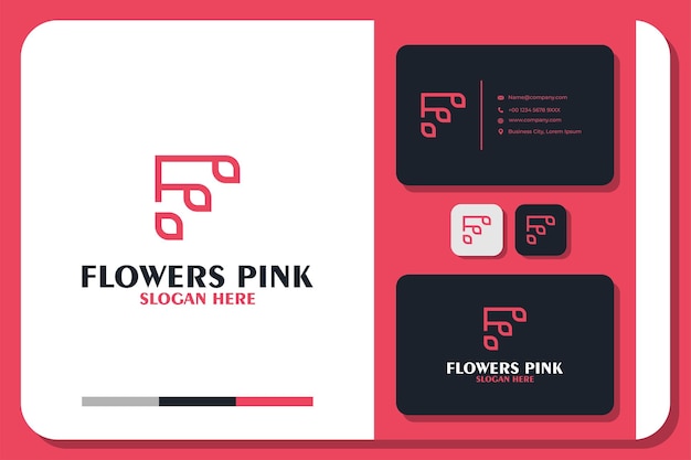 Vector f flowers pink logo-ontwerp en visitekaartje