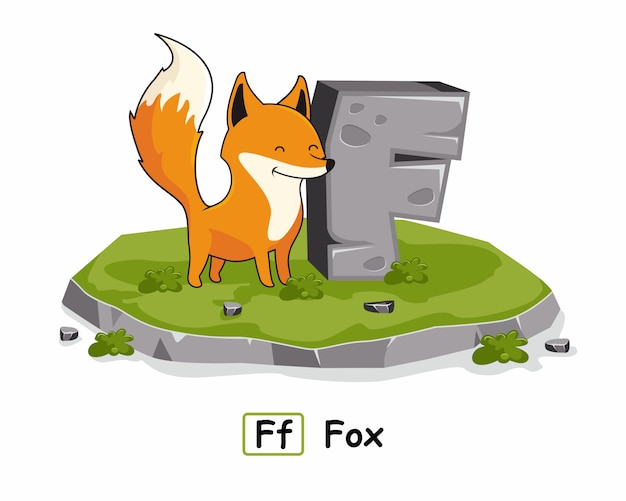 f for fox animals alphabet rock stone