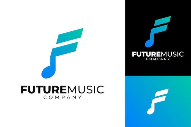 Vector f future music sound logo design (ontwerp van het logo van de muziek van de toekomst)