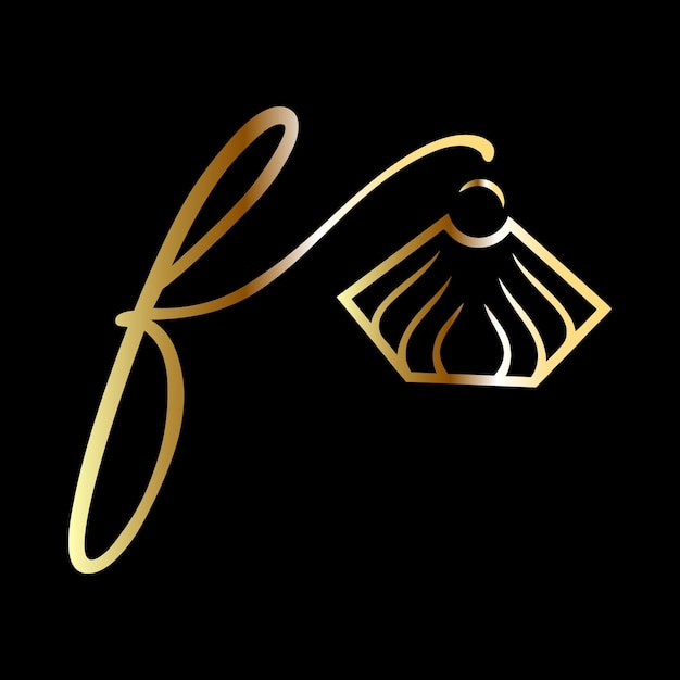 F initial logo handwriting jewelry logo vector template