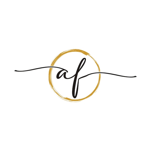 A F Initial Script Letter Beauty Logo Template