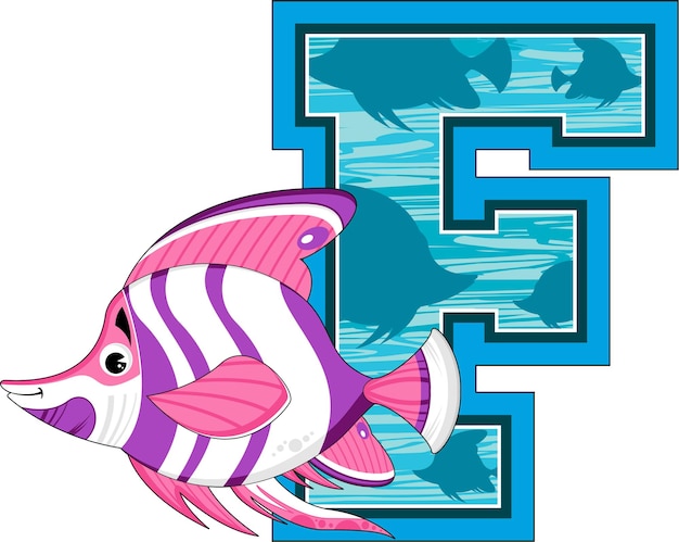 F is for Fish Alphabet Learning Educational Illustration