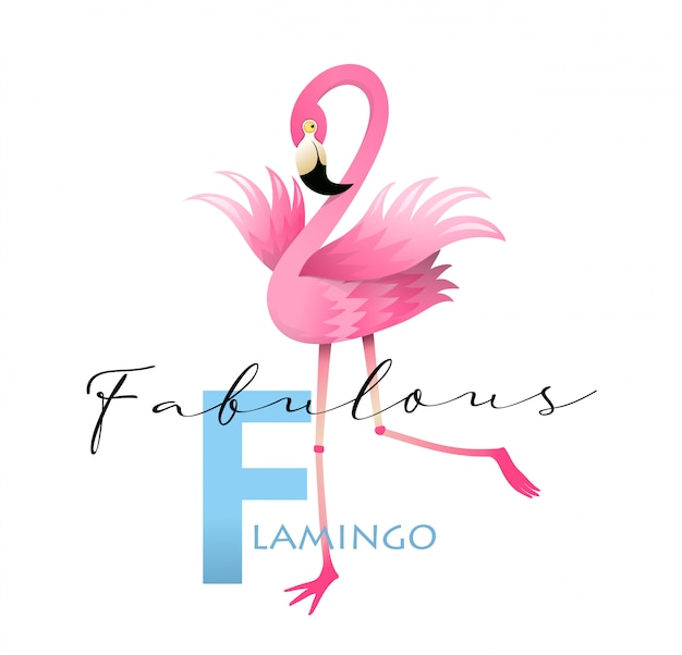 F is for flamingo alphabet teaching english card