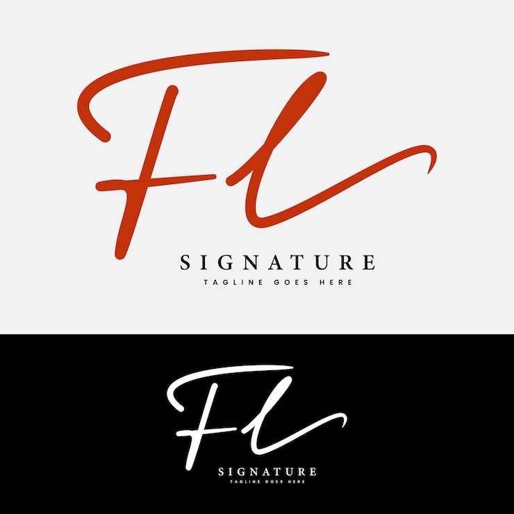 Vector f l fl initial letter logo alphabet fl handwritten signature logo