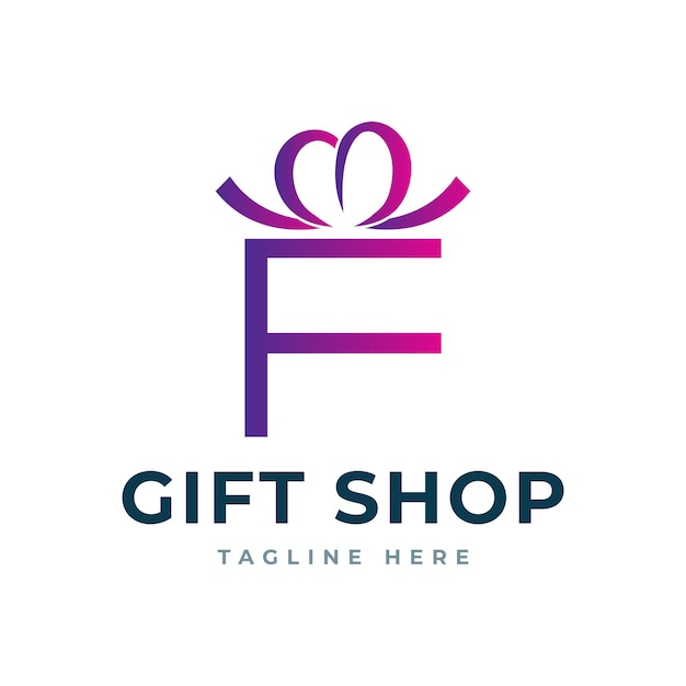 F letter gift shop creative lettering sign logo design template