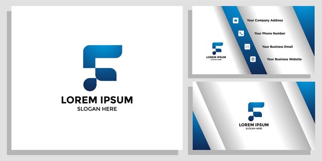 Вектор Дизайн логотипа буквы f и фирменная карточка