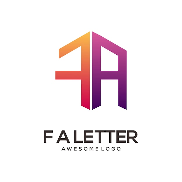 F A letter logo initials colorful gradient abstract