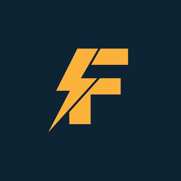 F Letter Logo With Lightning Thunder Bolt Vector Design Electric Bolt Letter F Logo Vector Illustration