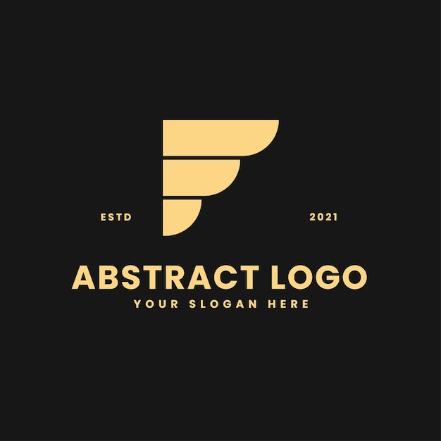 f letter luxurious gold geometric block concept logo vector icon illustration