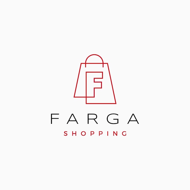 Vector f letter shop shopping bag logo vector icon illustration