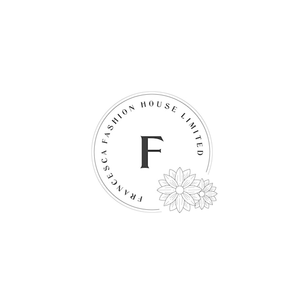 F-letterlogo met creatief bloemenconcept voor bedrijfsschoonheidsmakelaardij Premium Vector