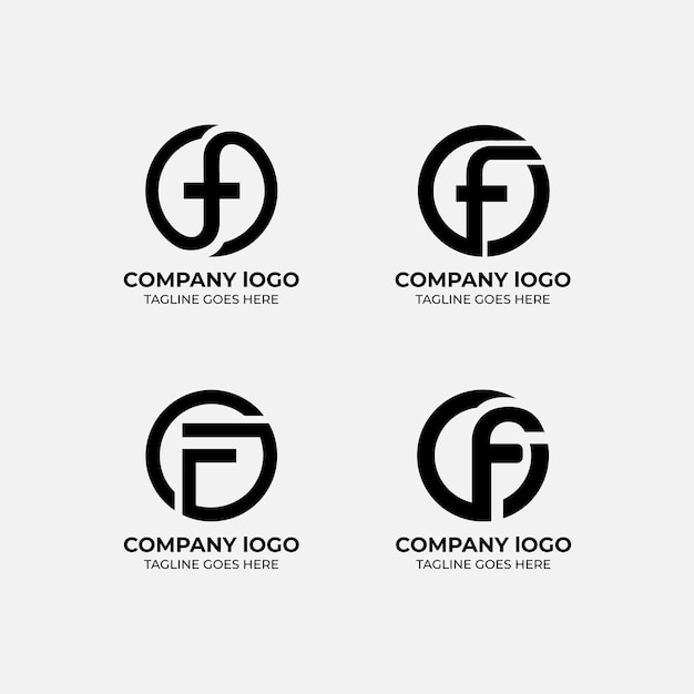 Vector f logo set platte ontwerp sjabloon collectie