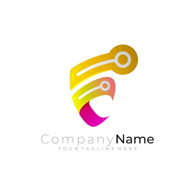 F логотип и технологии дизайн векторные простые иконки