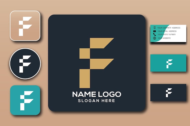 F monogram logo template