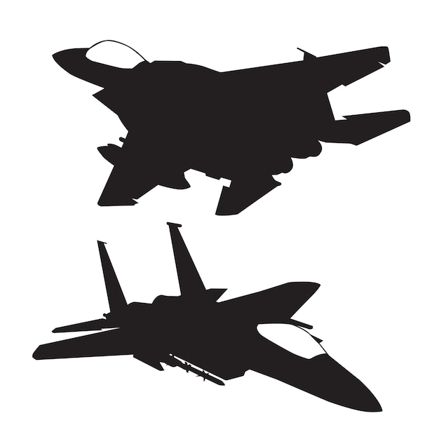 F15 독수리 전투기 실루엣 컬렉션 벡터 디자인