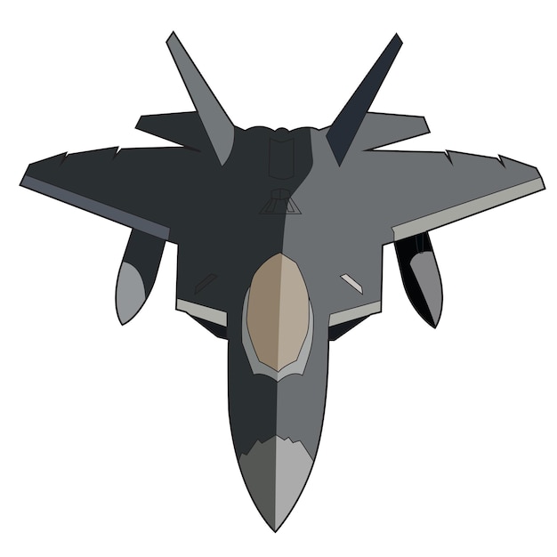 Реактивный истребитель f22 raptor, вид спереди, векторный дизайн