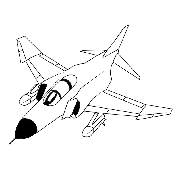 F4 phantom jet fighter black and white vector design