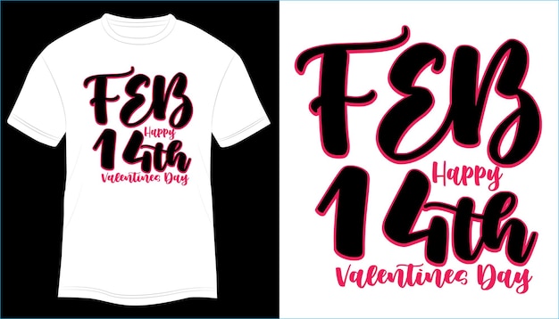 Fab happy 14th valentine's day t-shirt design typography illustrazione vettoriale