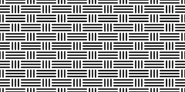 Фабический корзиночный монохромный узор Черно-белая бесшовная текстура со скрещенными волокнами