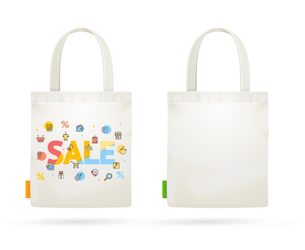 Fabric Cloth Bag Tote for Sale Concept Vector