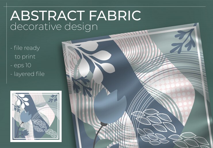 Vector  fabric decorative design with realistic mock up for printing production. 