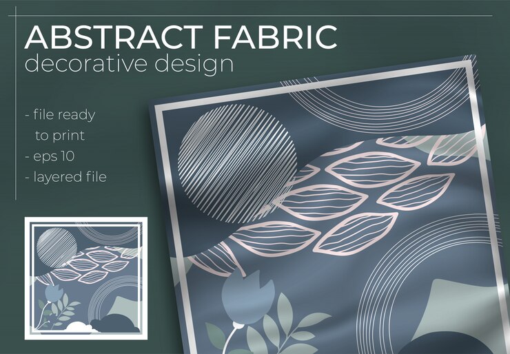 Vector  fabric decorative design with realistic mock up for printing production. 