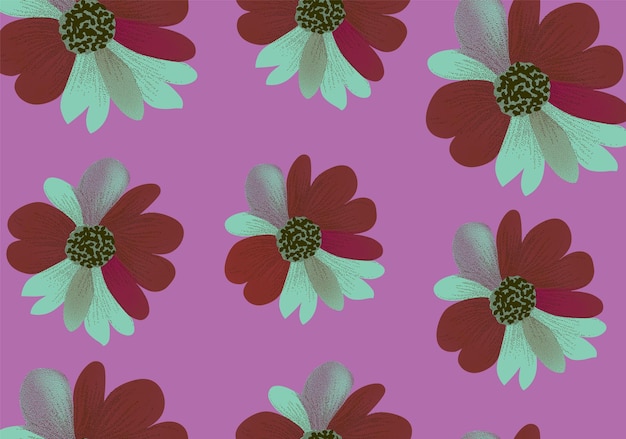 Vector fabric print a pattern of flowers on a purple background