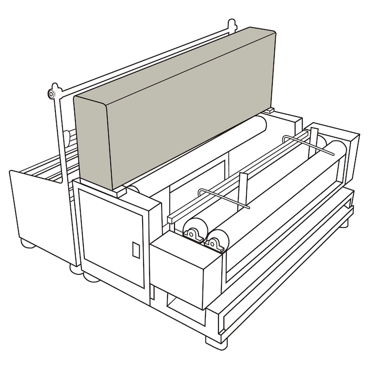 Vector fabric processing machine with rollers and protective cover