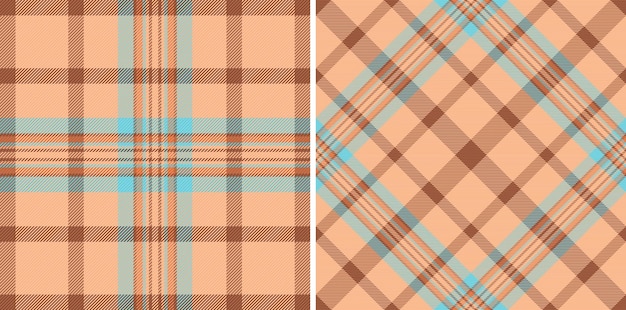 Fabric texture pattern of plaid textile tartan with a seamless background check vector set in coffee colors