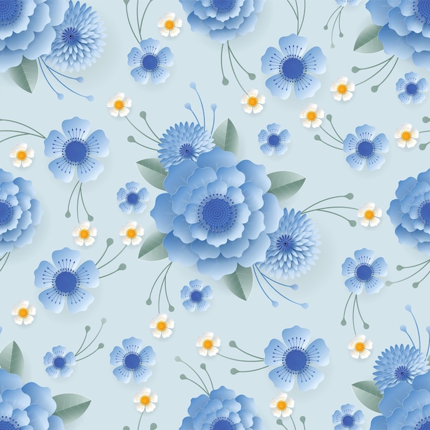 Fabric texture pattern with seamless flowers