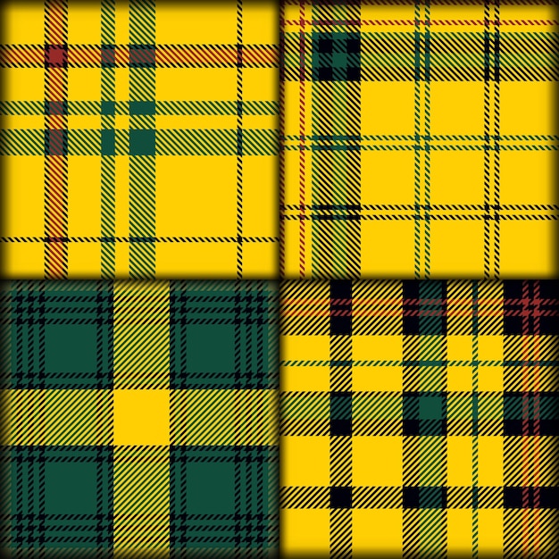 Текстура ткани бесшовные пучки узоров в желто-красно-зеленой и черной векторной иллюстрации