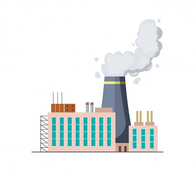Fabriek of elektrische centrale platte ontwerp illustratie.
