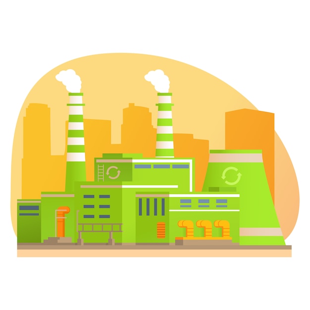 Fabriek voor afvalverwerking. Recycleren van afval. Ecologische groene productie.