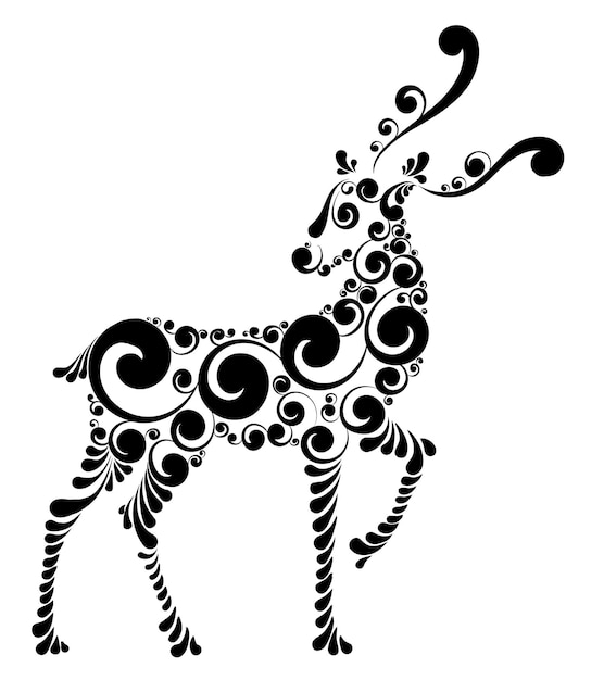 Fabulous Christmas deer, stylized vector illustration