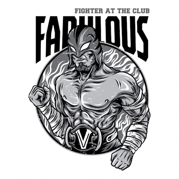 Fabulous Fighter Black and White Illustration