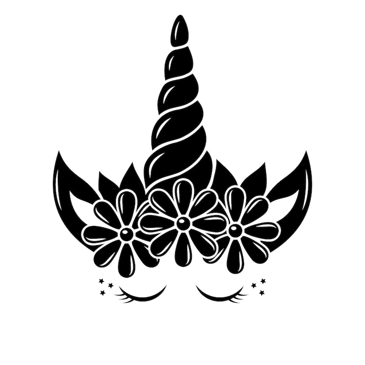 वेक्टर fabulous unicorn pony decorated with black contour coloring vector isolated illustration in doodle style stencil