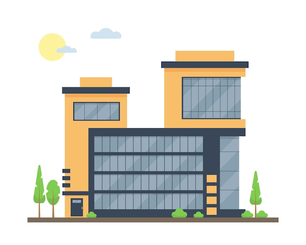 Vector facade of apartment house business and shopping center or hotel