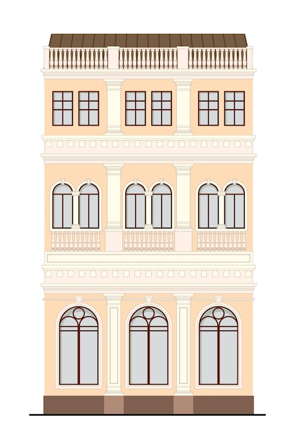 Vector facade building architecture house of a classical vector illustration in flat design