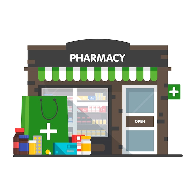 Facade of pharmacy illustration