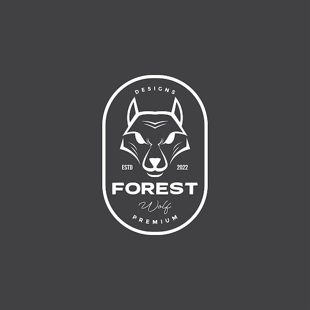 Face animal wolf with badge logo design