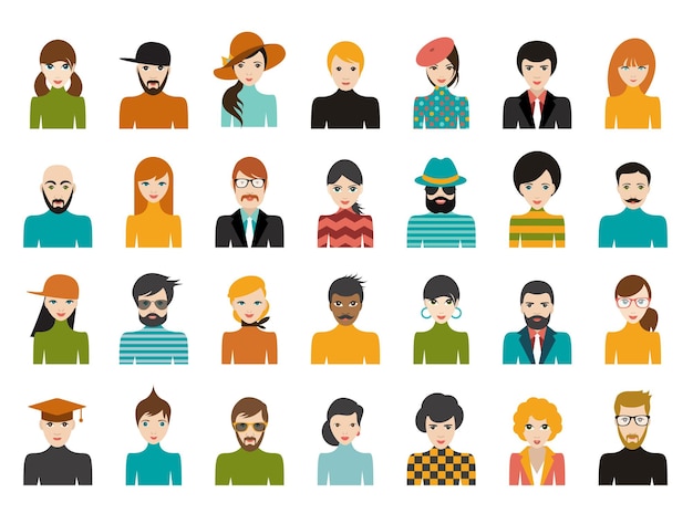 Face avatar People heads in flat style Vector