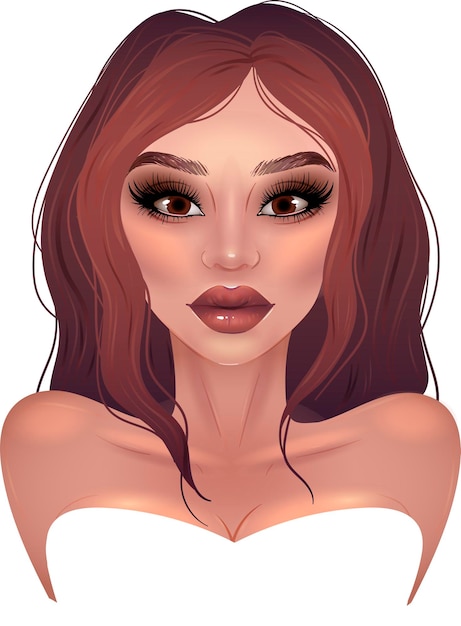 Vector face of a beautiful girl makeup