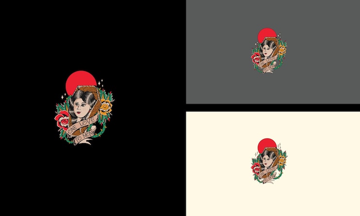 Vector face beauty women vintage and red rose vector design