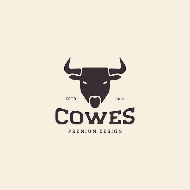 Face black head cows vintage logo symbol icon vector graphic design illustration idea creative