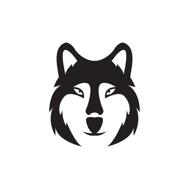 Faccia nera siberian husky logo design vettoriale simbolo grafico icona segno illustrazione idea creativa