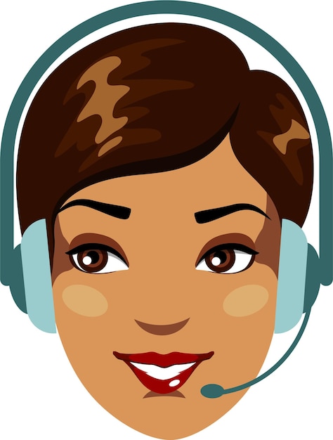 Face of Call Center Support Young Black African American Mulatto Hispanic Woman with Headphones