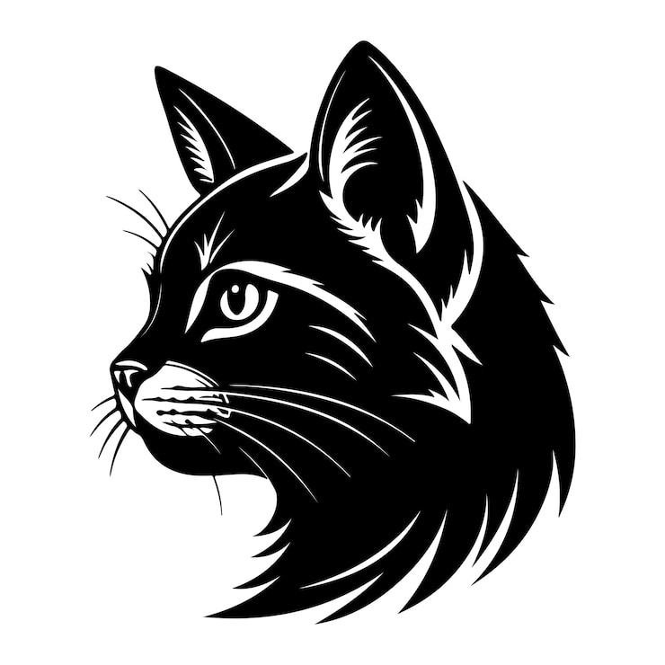 Vector a face of a cat silhouette vector